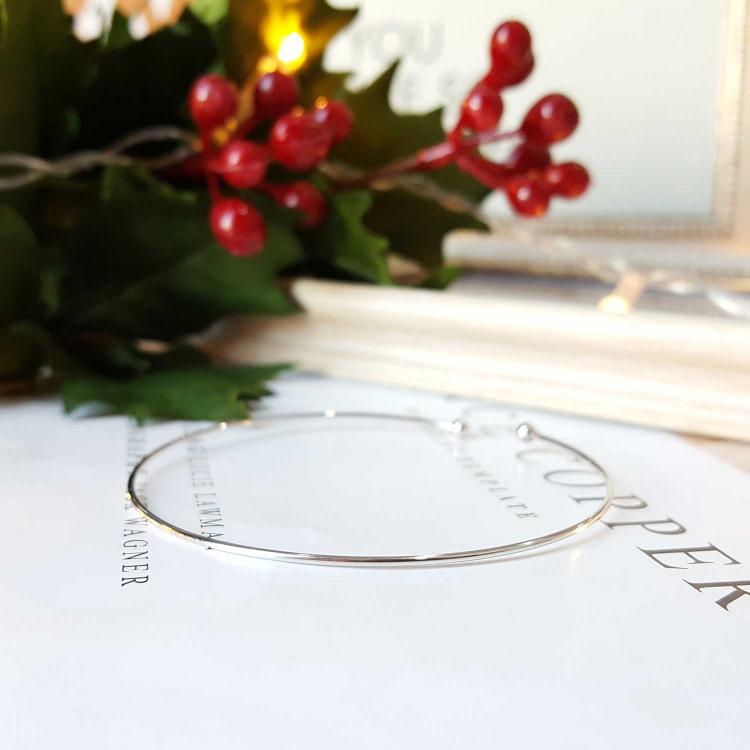 银开口手镯 - 白金色 (925)