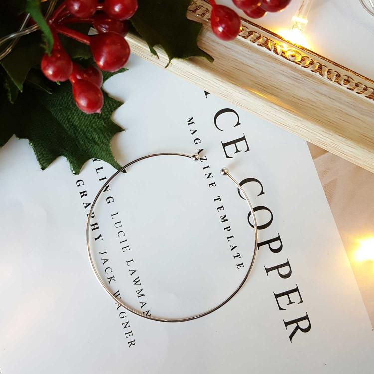 银开口手镯 - 白金色 (925)