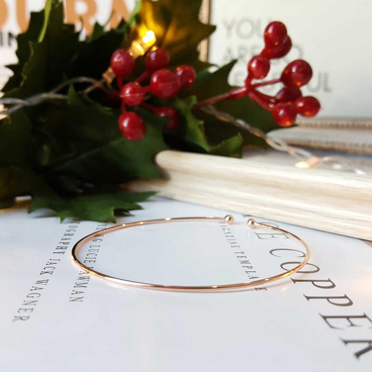 银开口手镯 - 玫瑰金 (925)