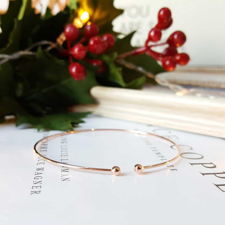 银开口手镯 - 玫瑰金 (925)