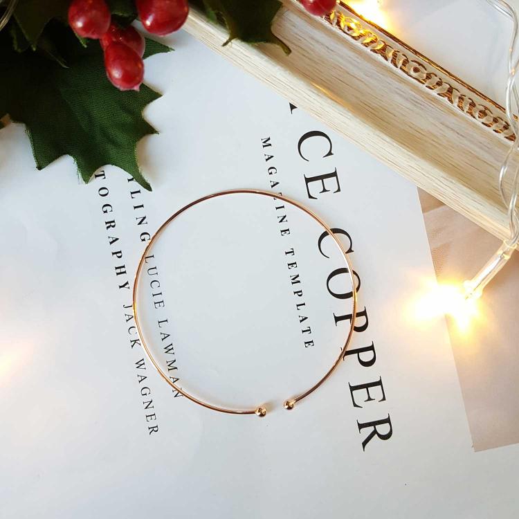 银开口手镯 - 玫瑰金 (925)