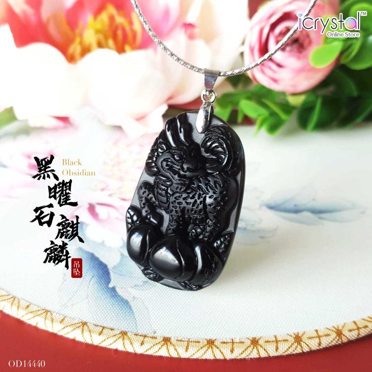 黑曜石麒麟吊坠
