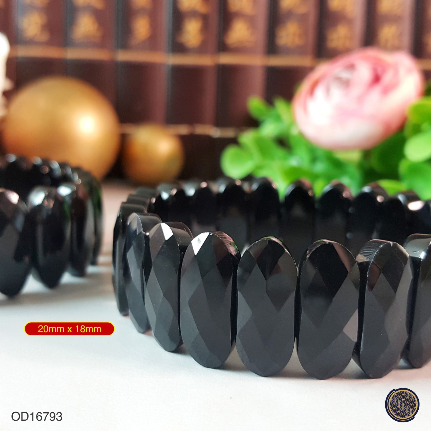 20mm x 18mm Black Obsidian Bracelet