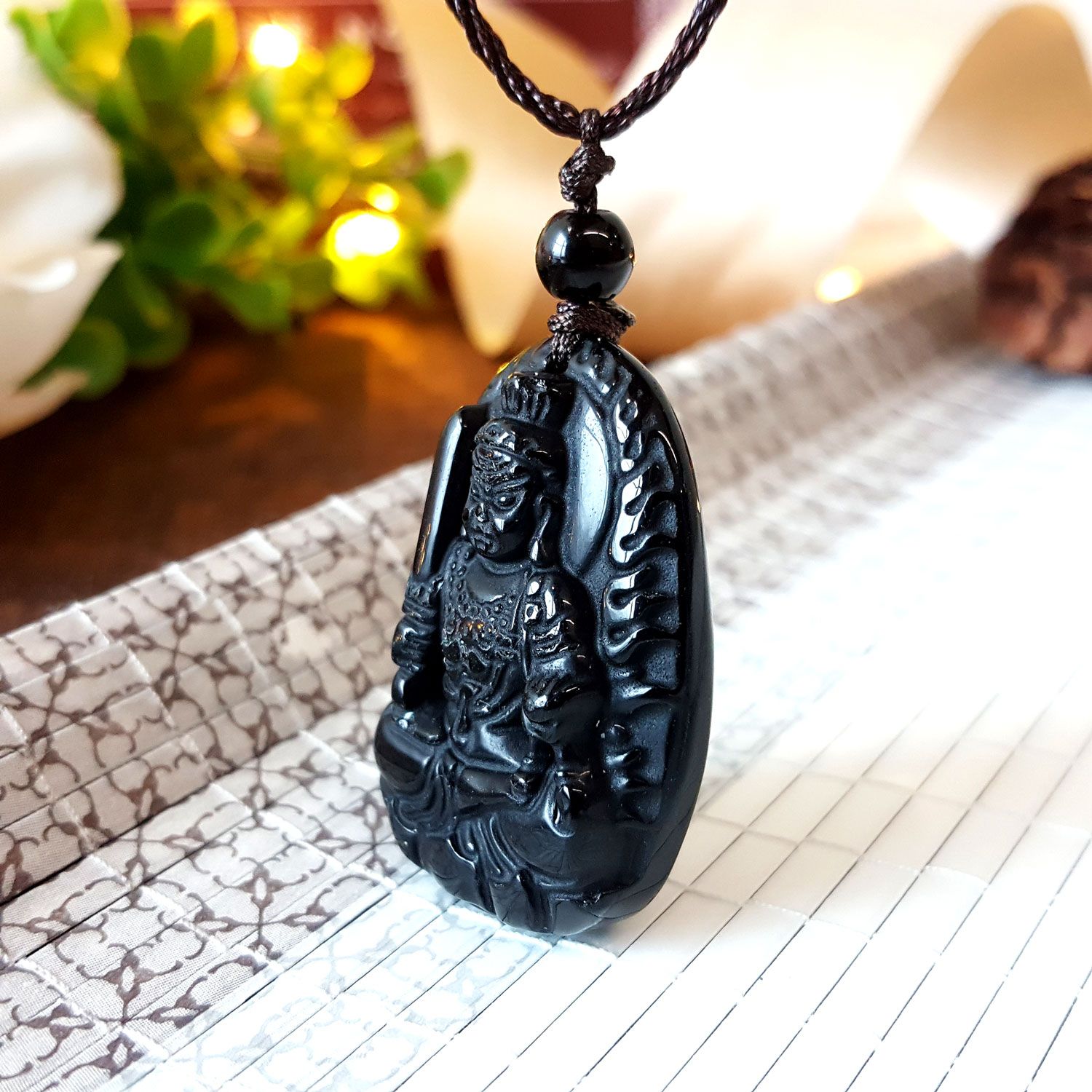 Black Obsidian Acalanatha Necklace