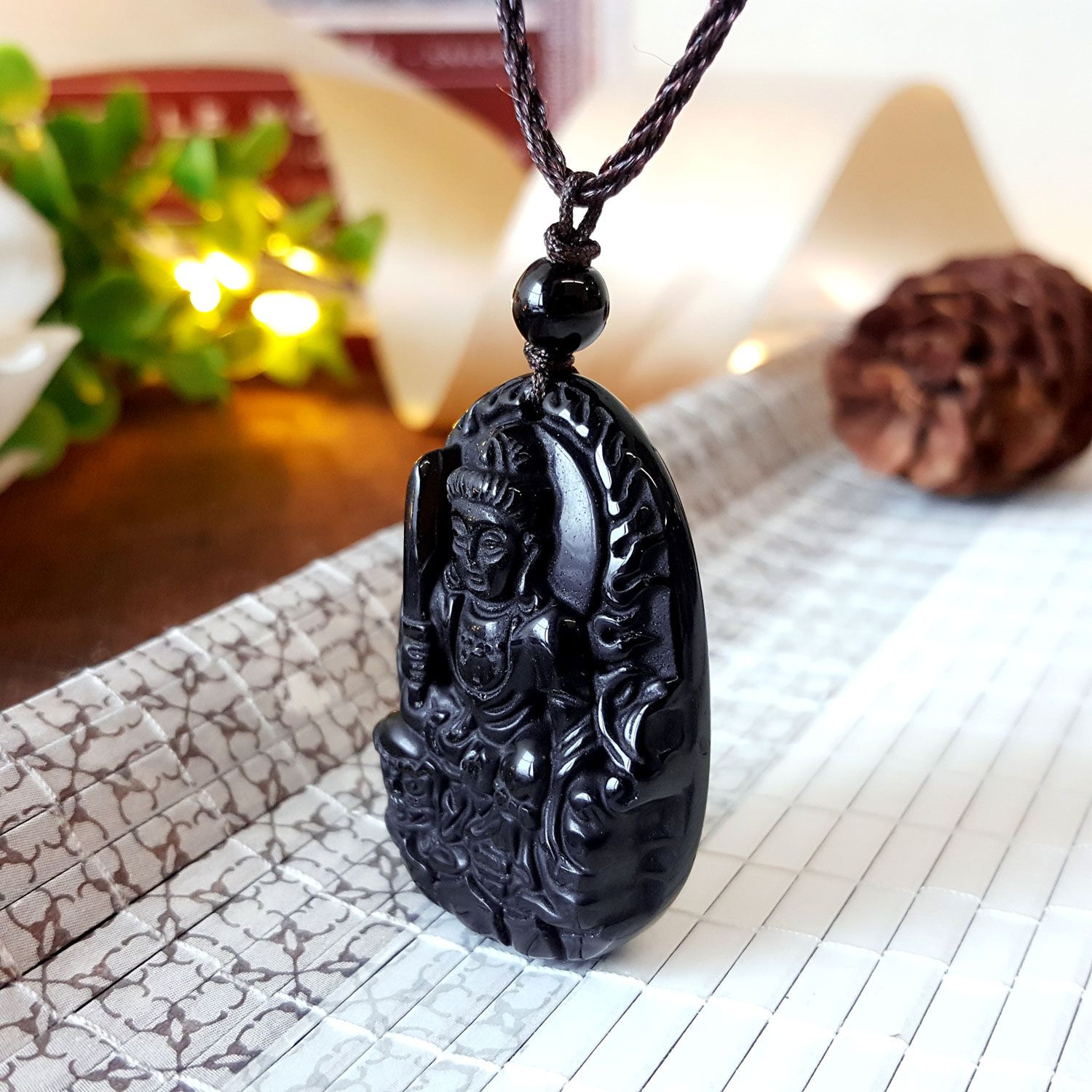 Black Obsidian Manjushri Necklace