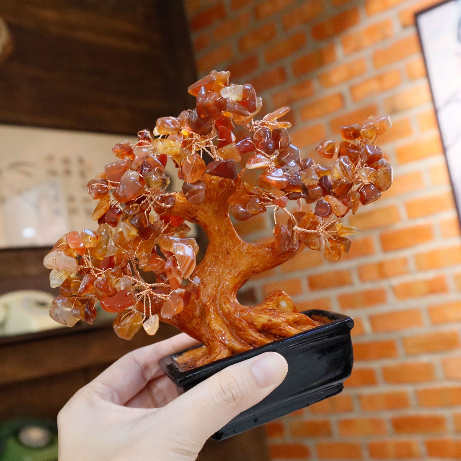 Red Agate Fortune Tree - Rectangle Small Base 