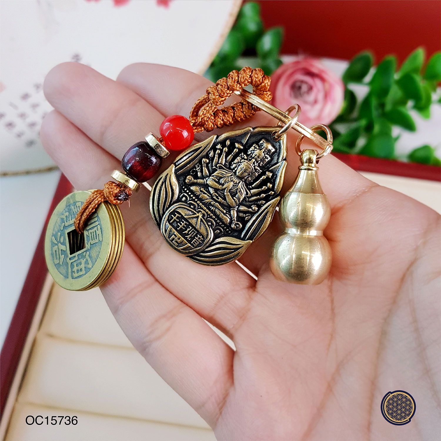 Copper Zodiac (Rat) Guardian - Thousand Hand Guan Yin  Key Chain