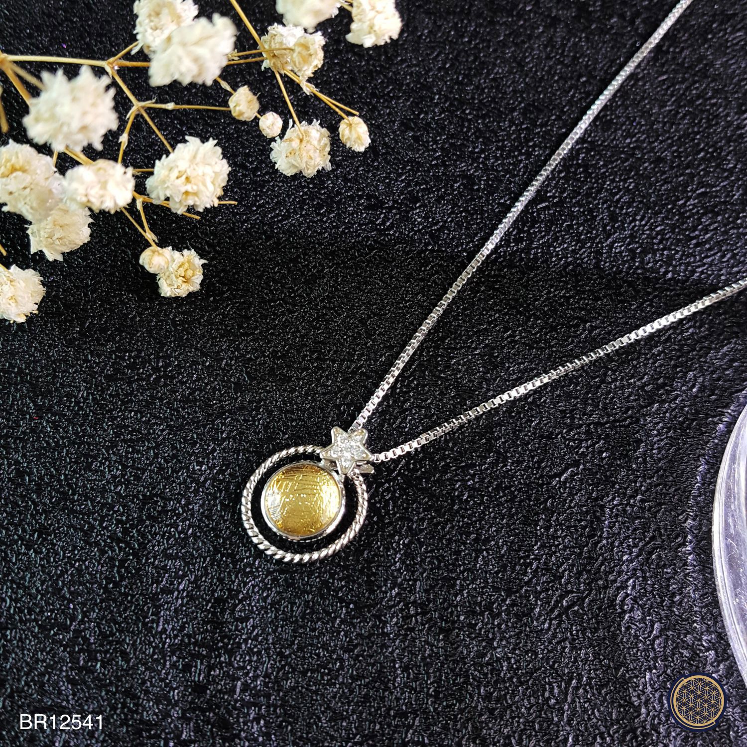 8mm Meteorite  Pendant - Gold 