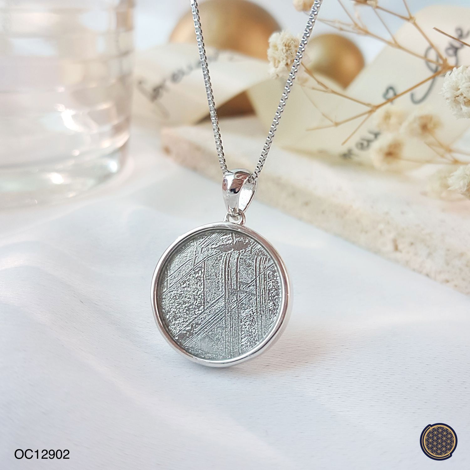 18mm 天铁六芒星吊坠 - 白金色