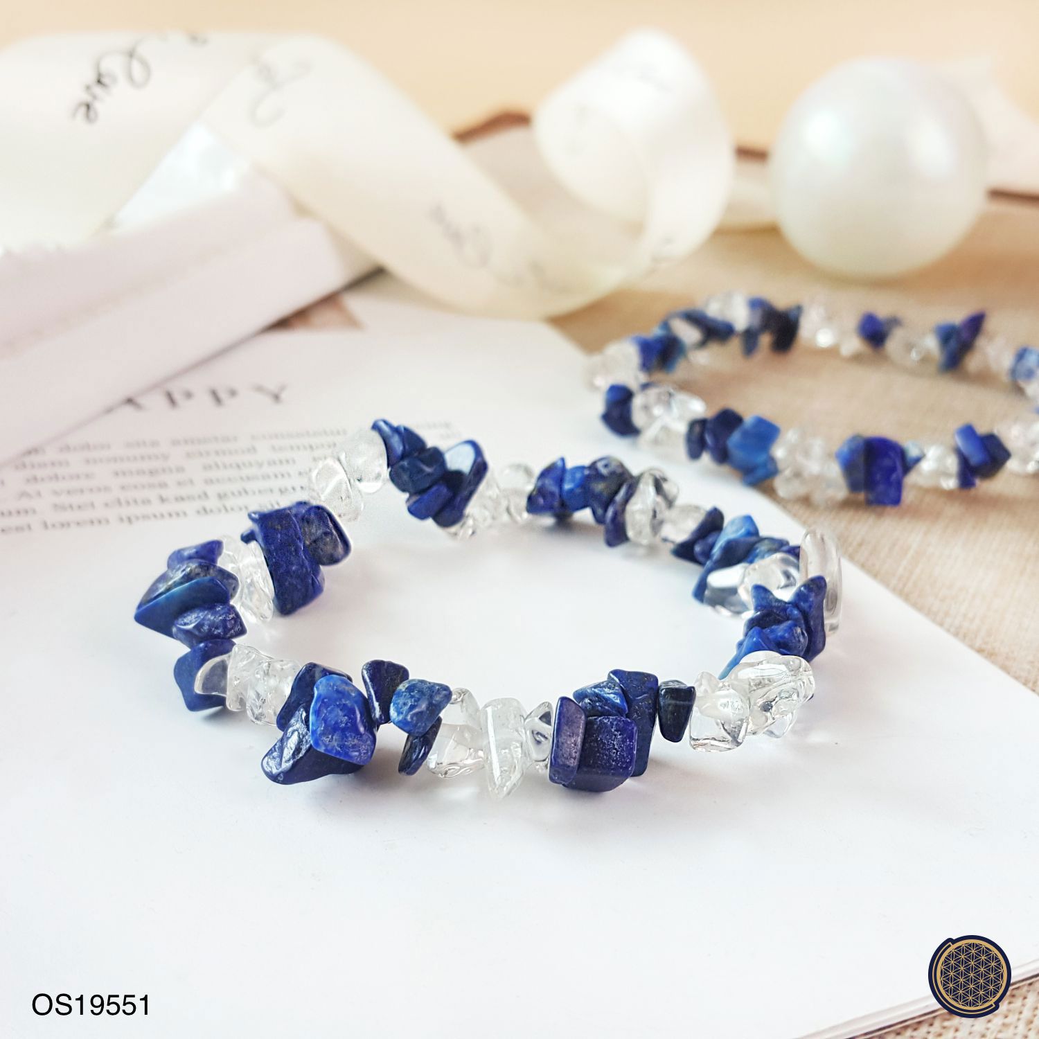 Lapis Lazuli + Clear Quartz Gravel Bracelet