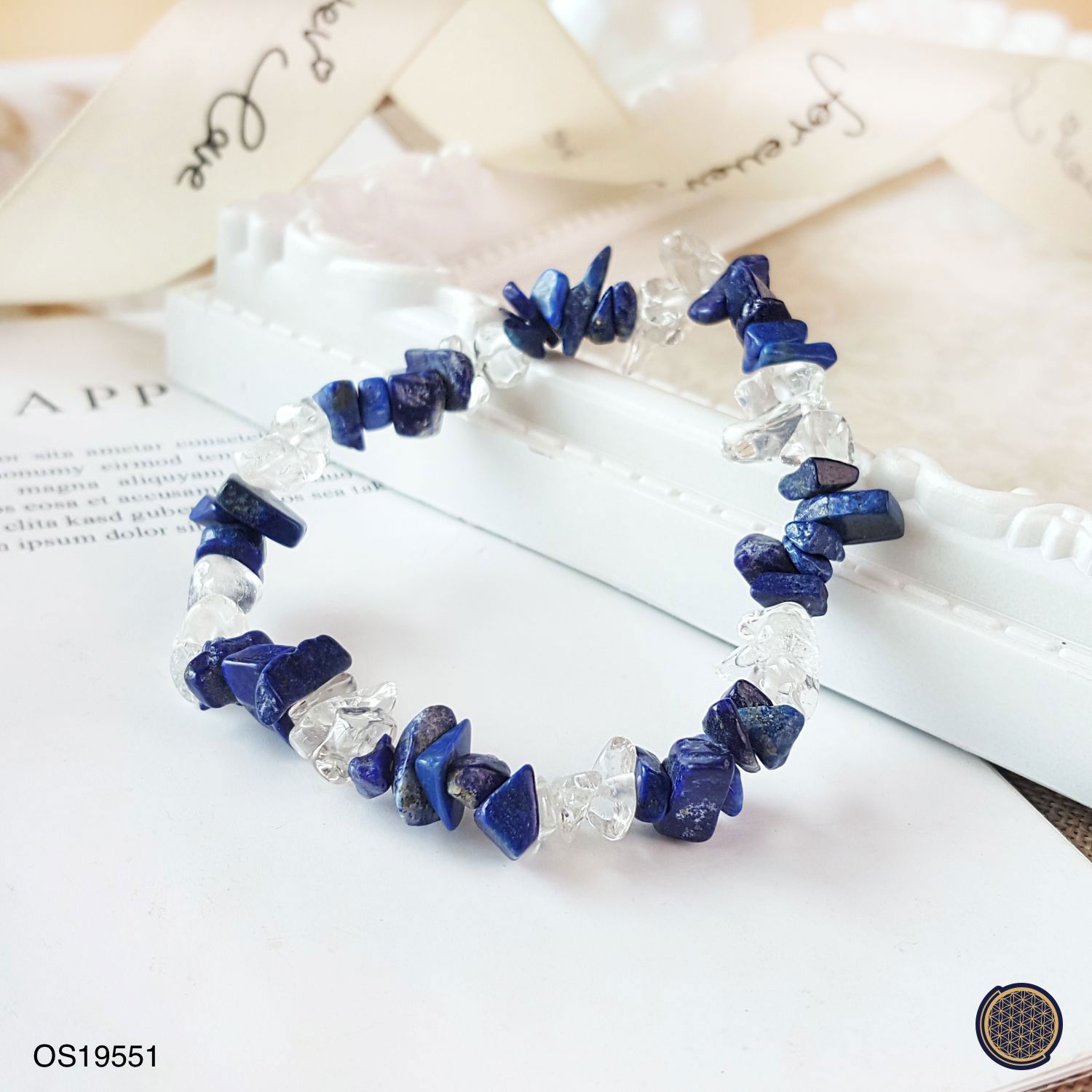 Lapis Lazuli + Clear Quartz Gravel Bracelet