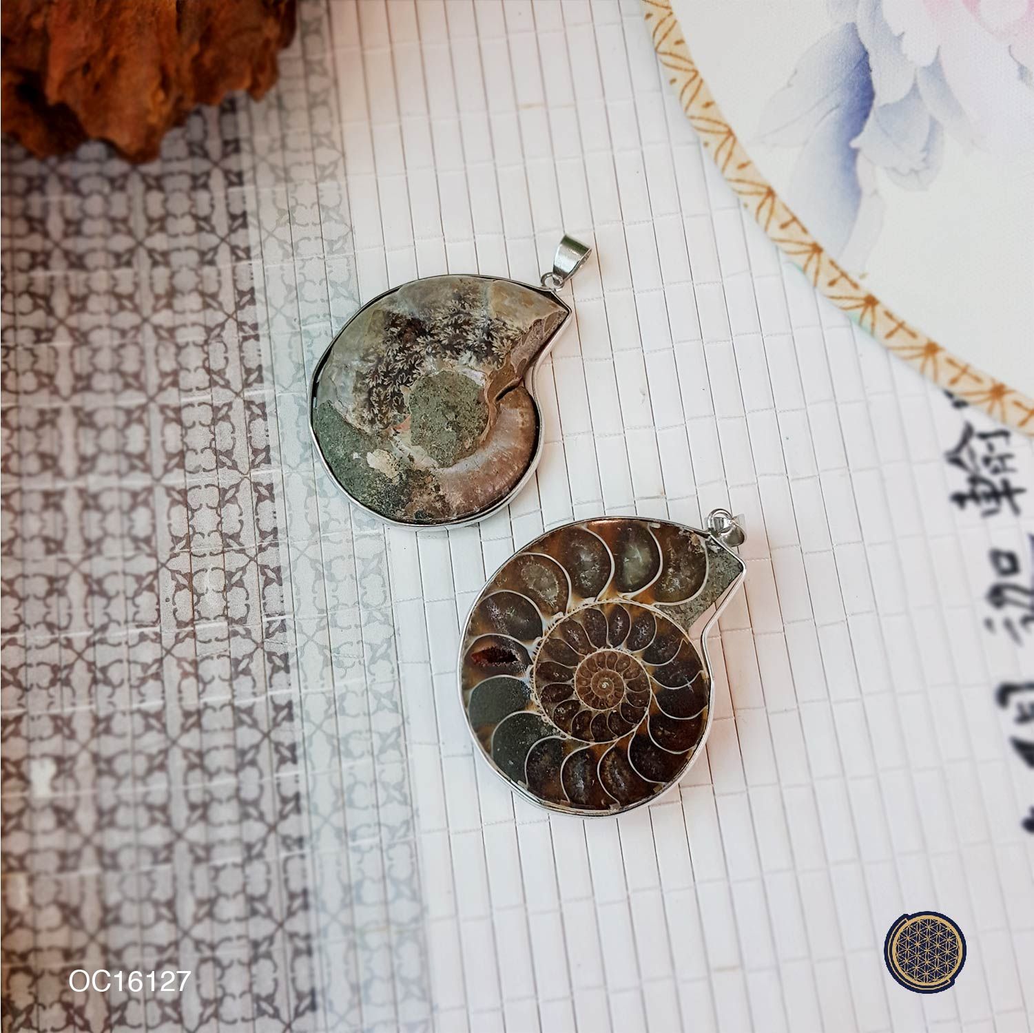 33mm x 40mm Ammonite Fossil Pairing Pendant (Big) 