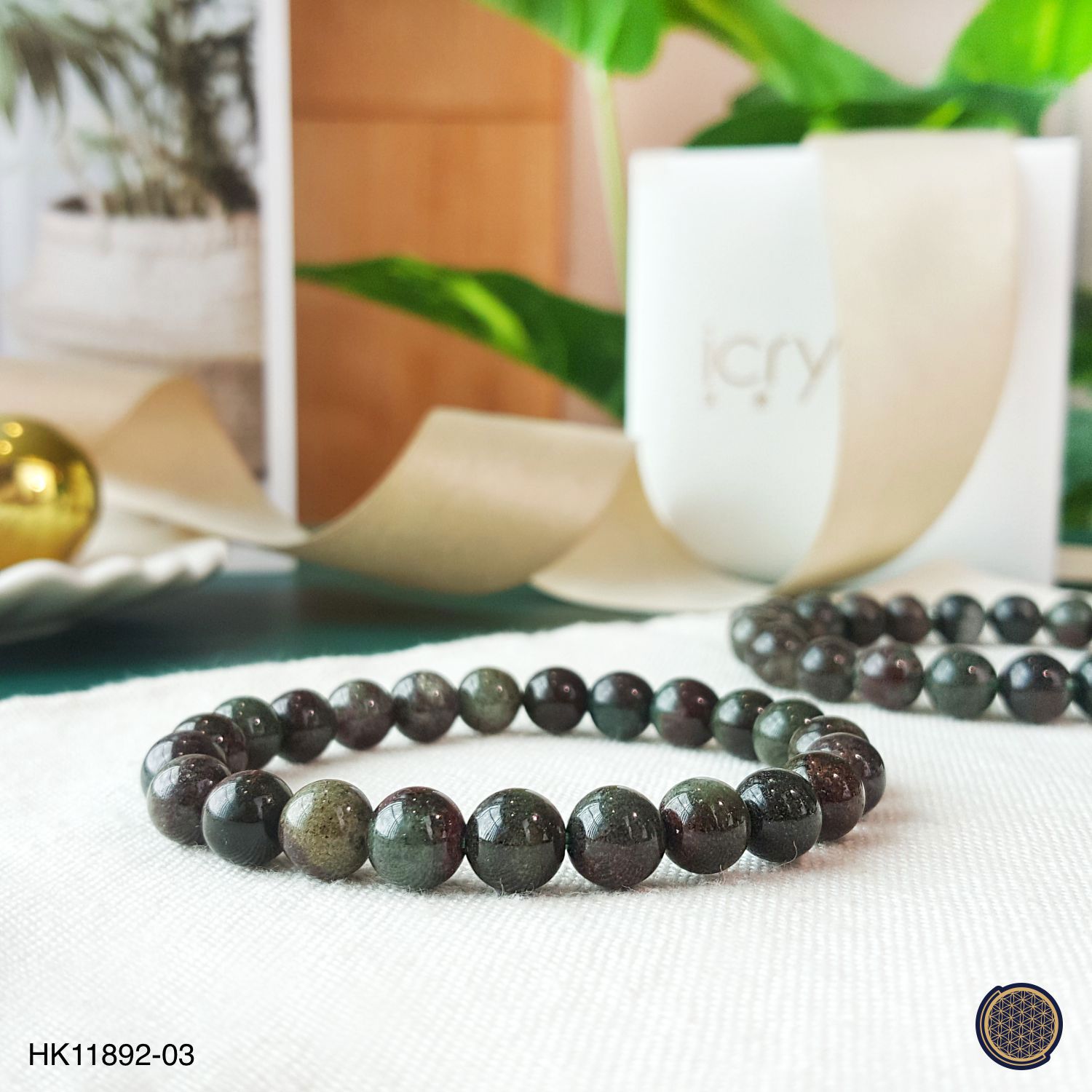 8-8.5mm Full Basin Green Phantom Quartz Bracelet