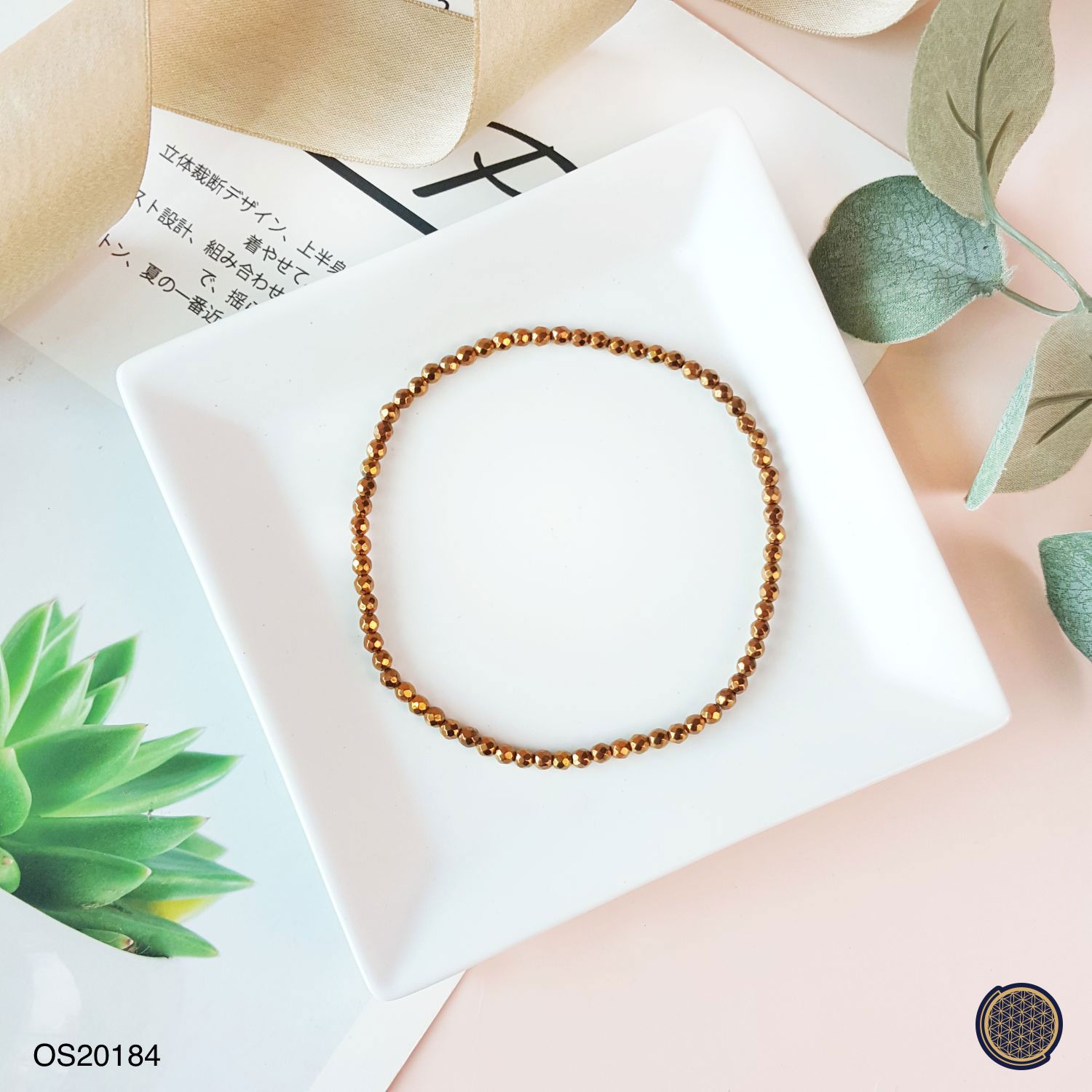 4mm 赤铁矿切面脚链(铜色)