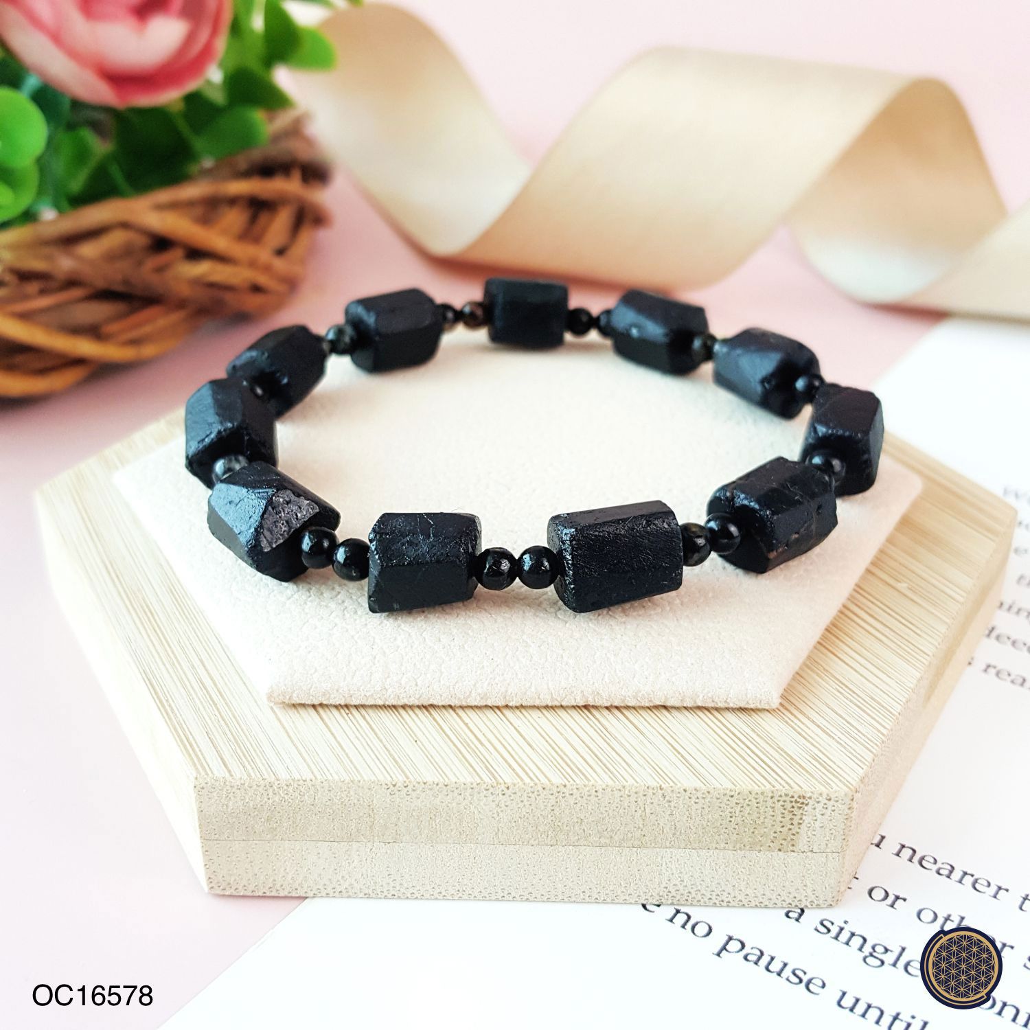 Raw black sale tourmaline beads