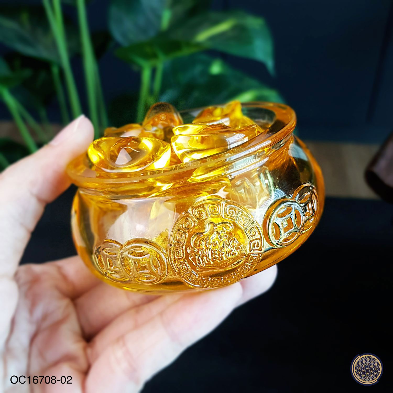 80mm x 41mm Liu Li Treasure Bowl 8CM With 18Pcs 2.5CM Liu Li Yuan Bao 