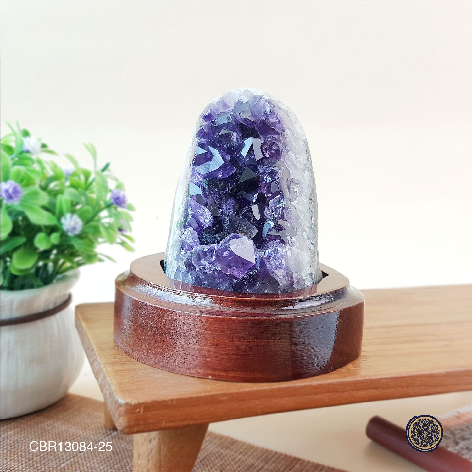 Amethyst Druzes With Wood Stand -0.41KGS 