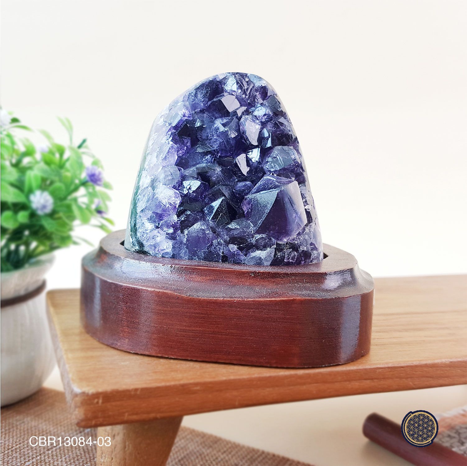 Amethyst Druzes With Wood Stand -0.43KGS 