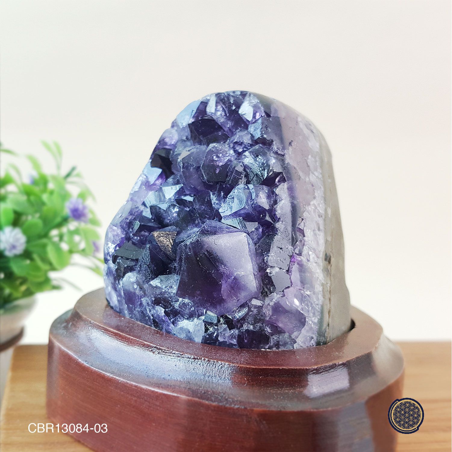 Amethyst Druzes With Wood Stand -0.43KGS 