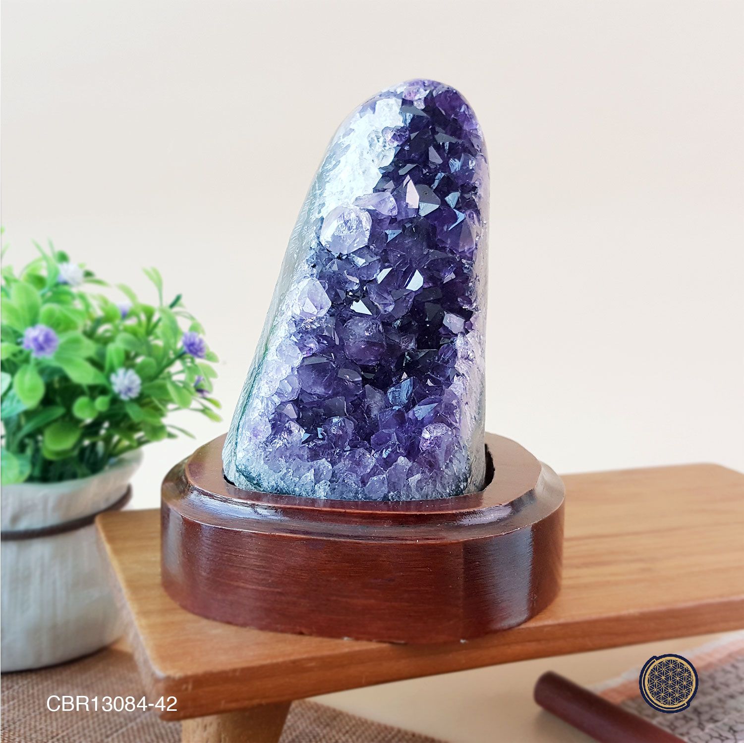 Amethyst Druzes With Wood Stand - 0.63KGS 