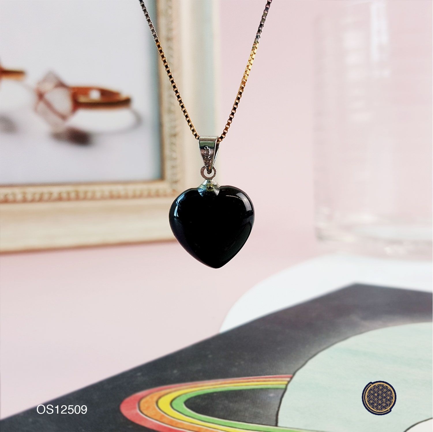 15mm x 21mm Onyx Heart Shape Pendant