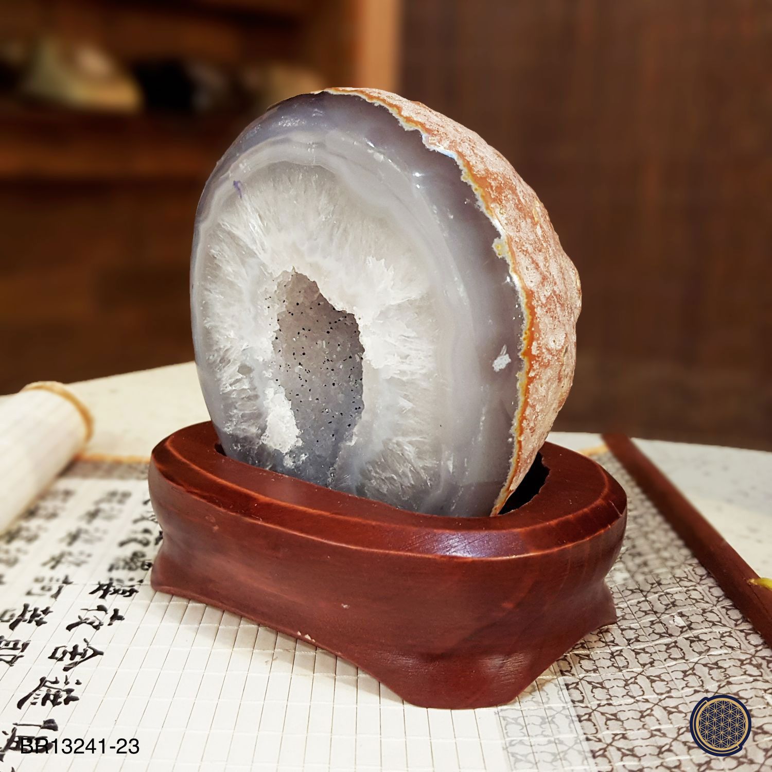 Agate Druzes With Wood Stand 