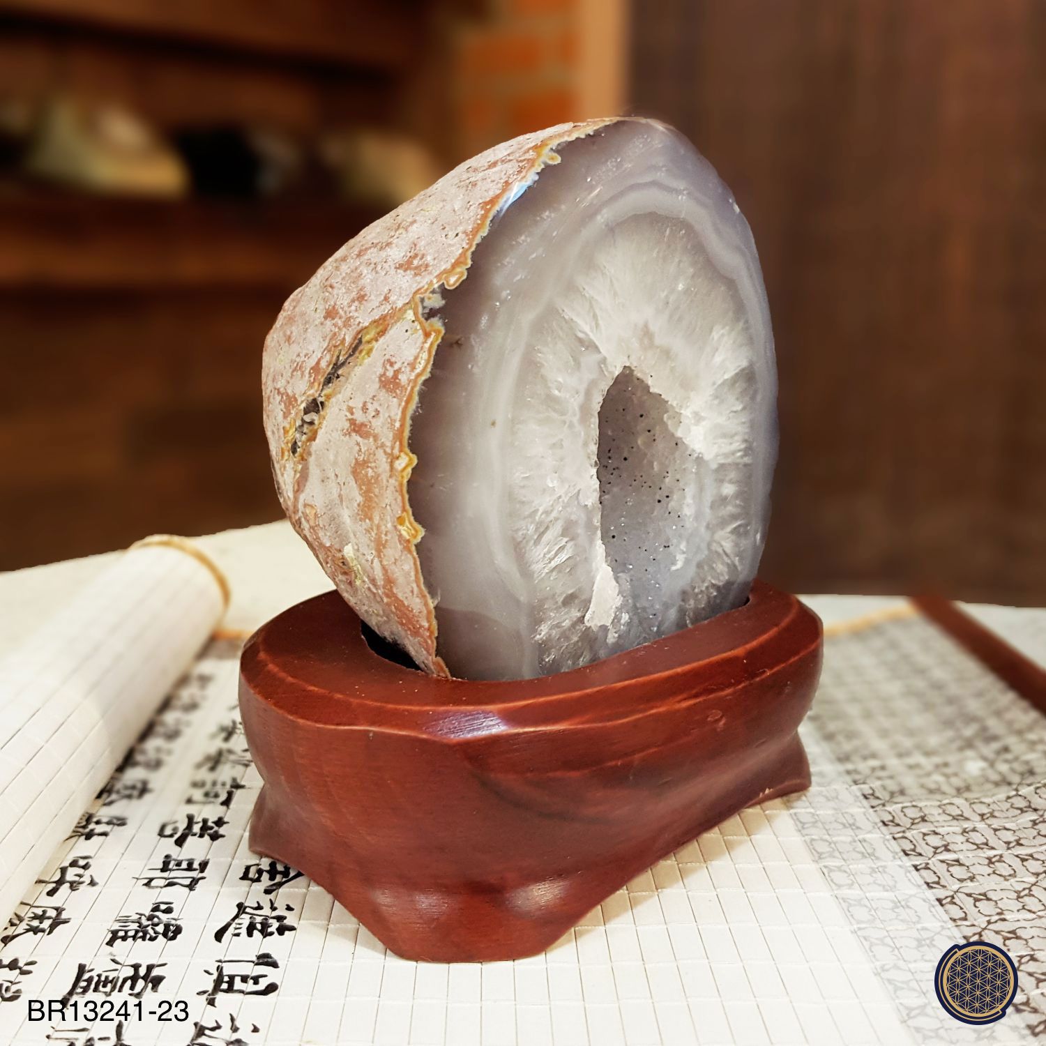 Agate Druzes With Wood Stand 