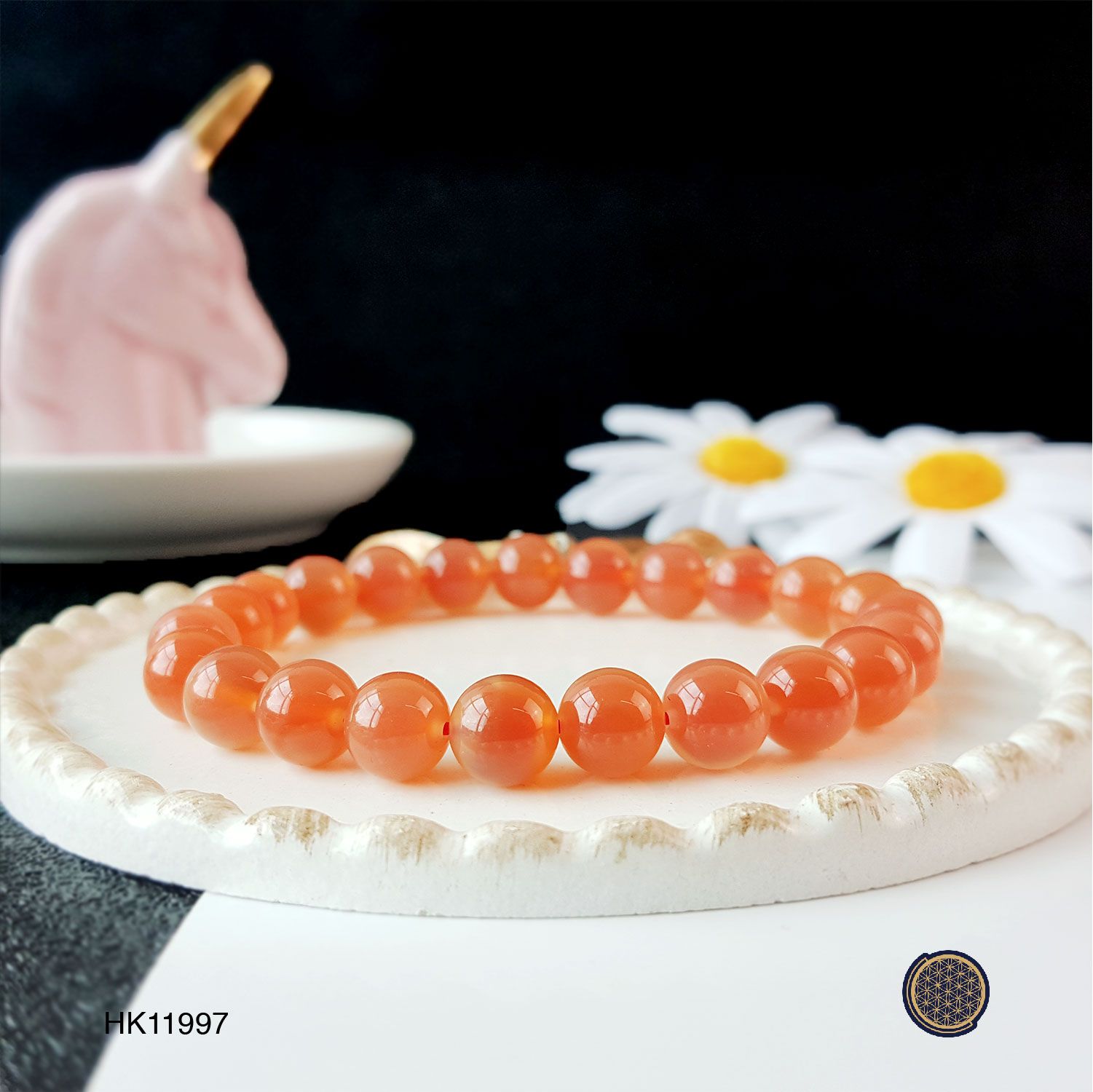 8mm Orange Agate Bracelet