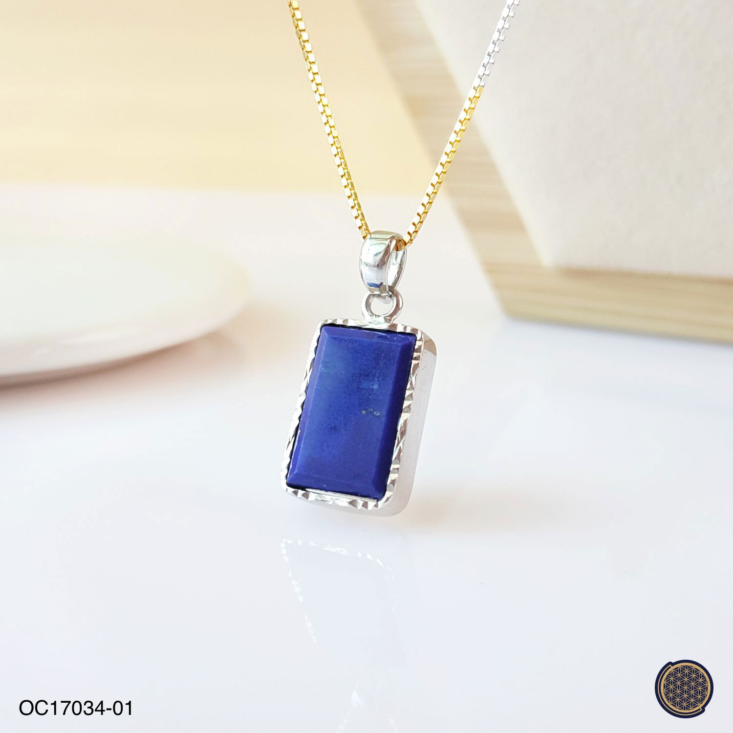 11mm x 24mm Lapis Lazuli Rectangle Shape Pendant (925) - Small  
