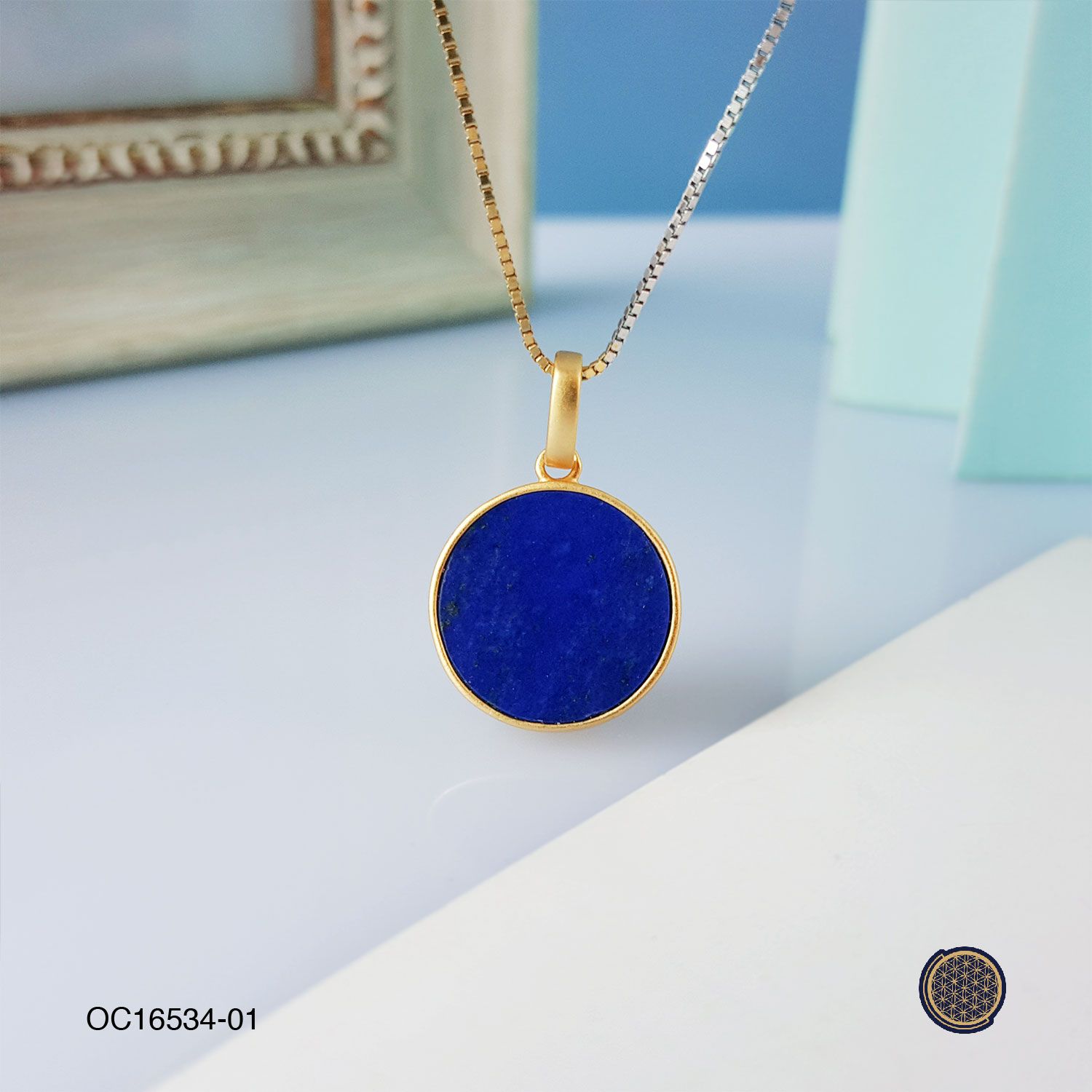 15.5mm (925) Supreme Grade Round Shape Lapis Lazuli Pendant