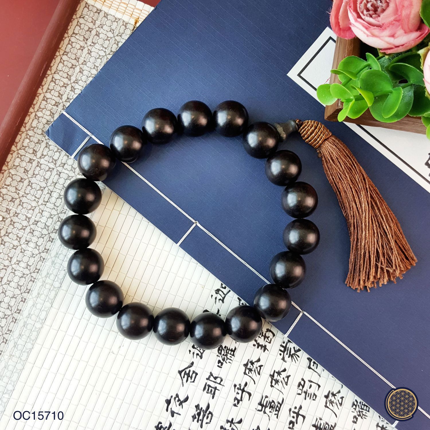 19-19.5mm Ebony 18 Bead Rosary