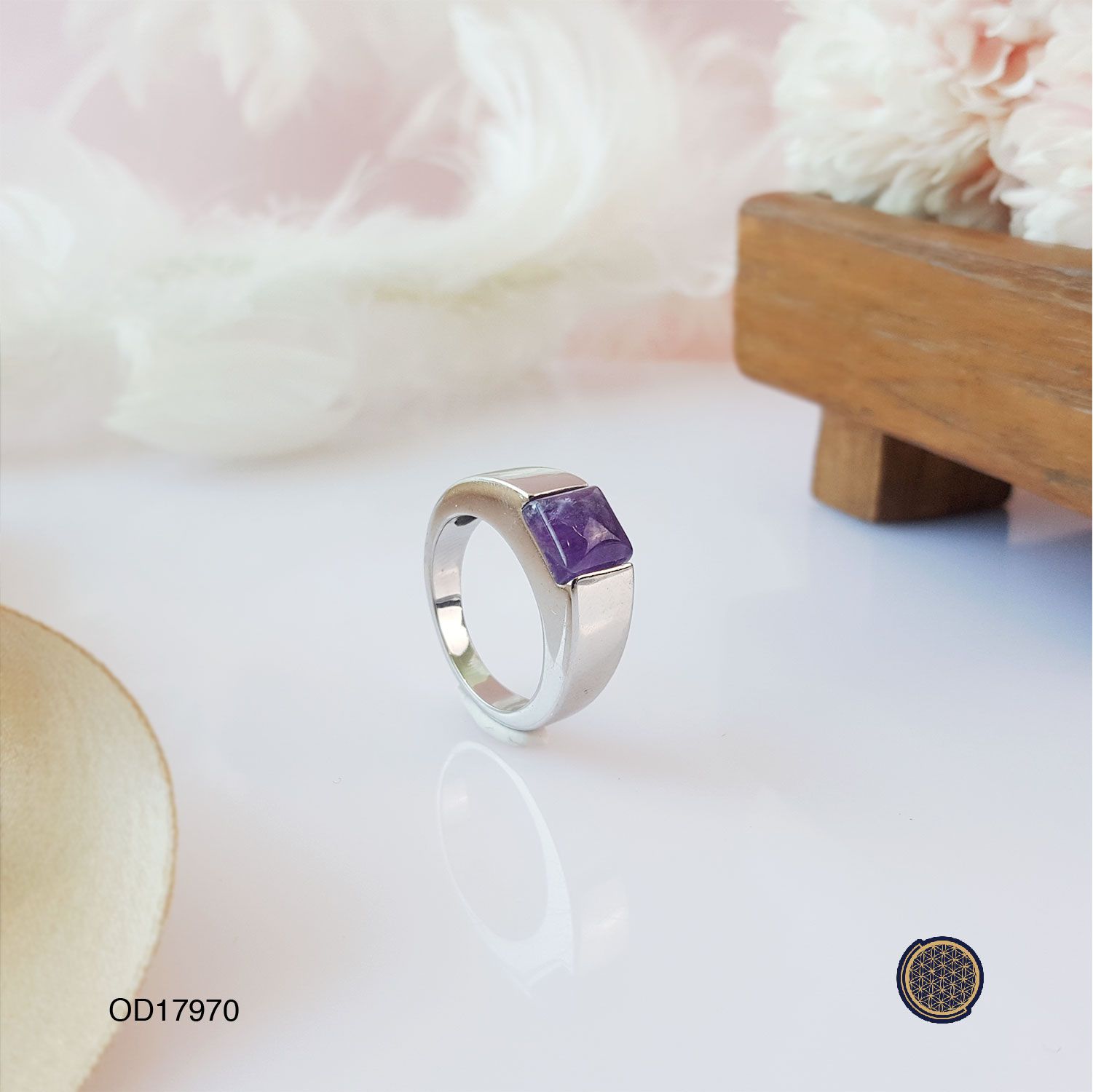 紫水晶不锈钢戒指
