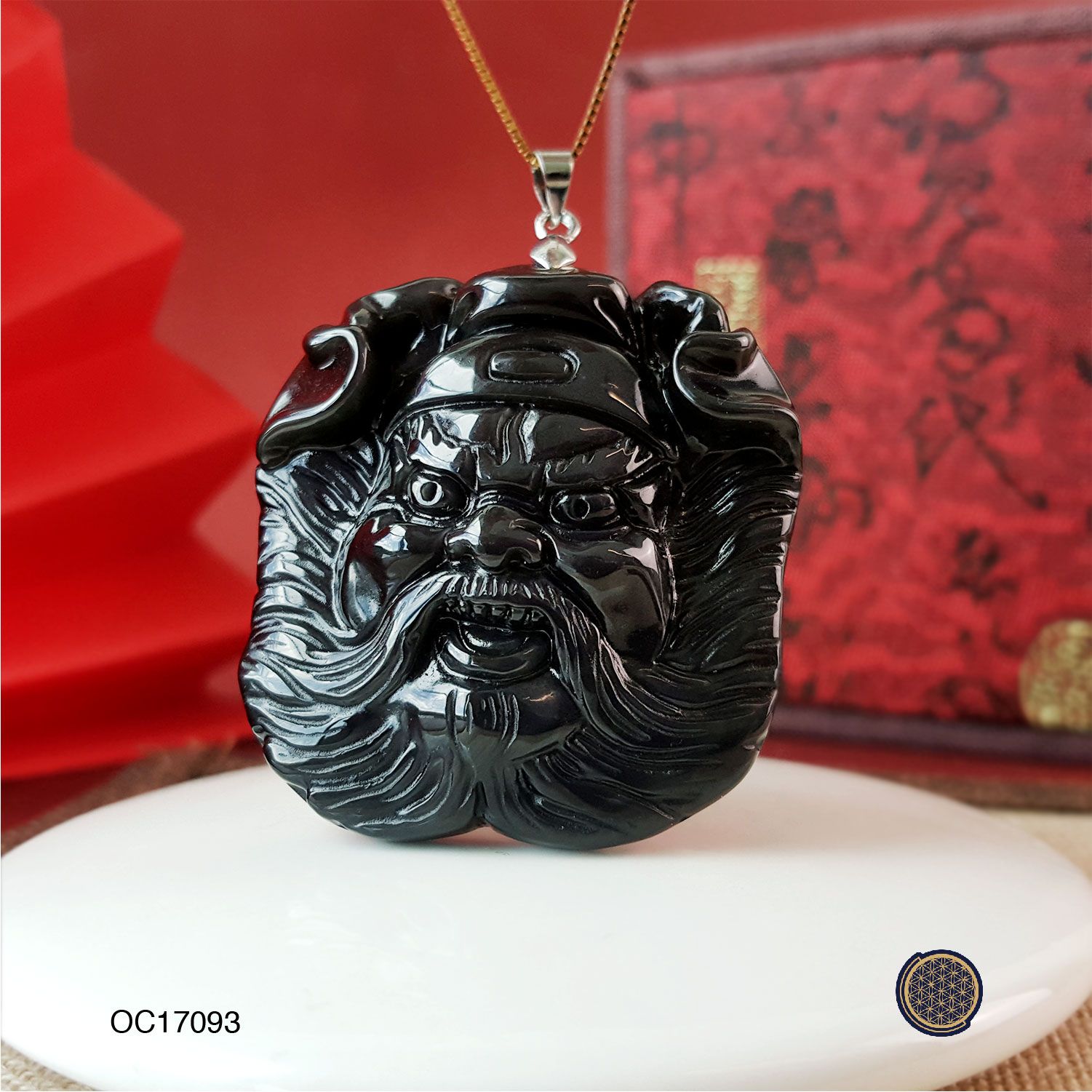 Rainbow Black Obsidian  Zhong Kui Pendant