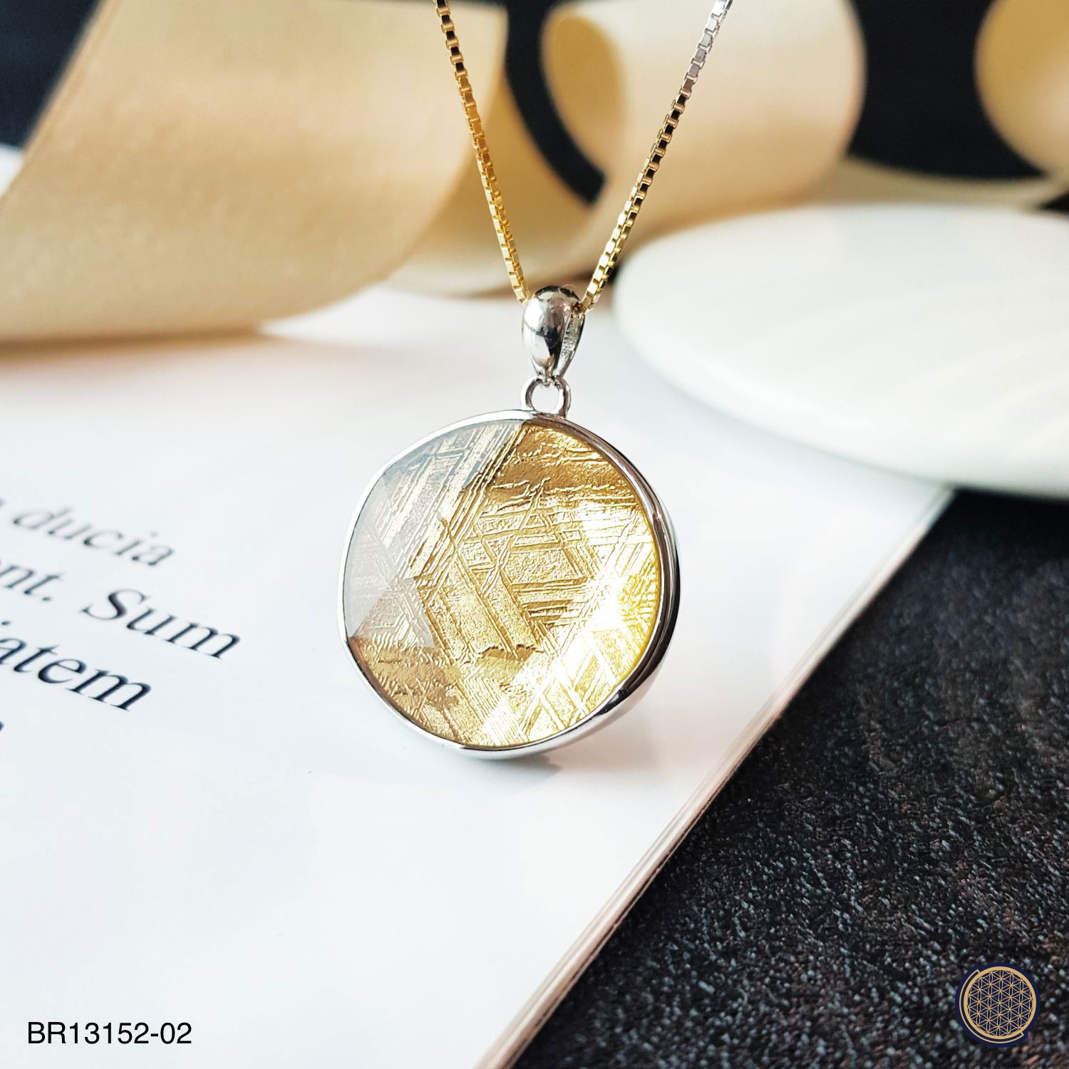 20mm Meteorite  David Star Pendant - Gold  