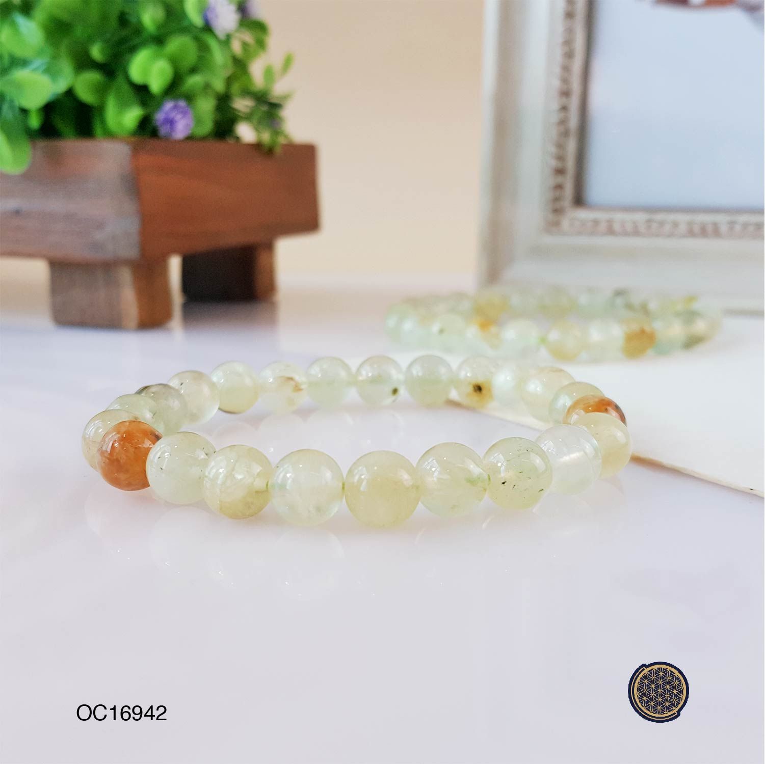 8mm Gold Prehnite Bracelet