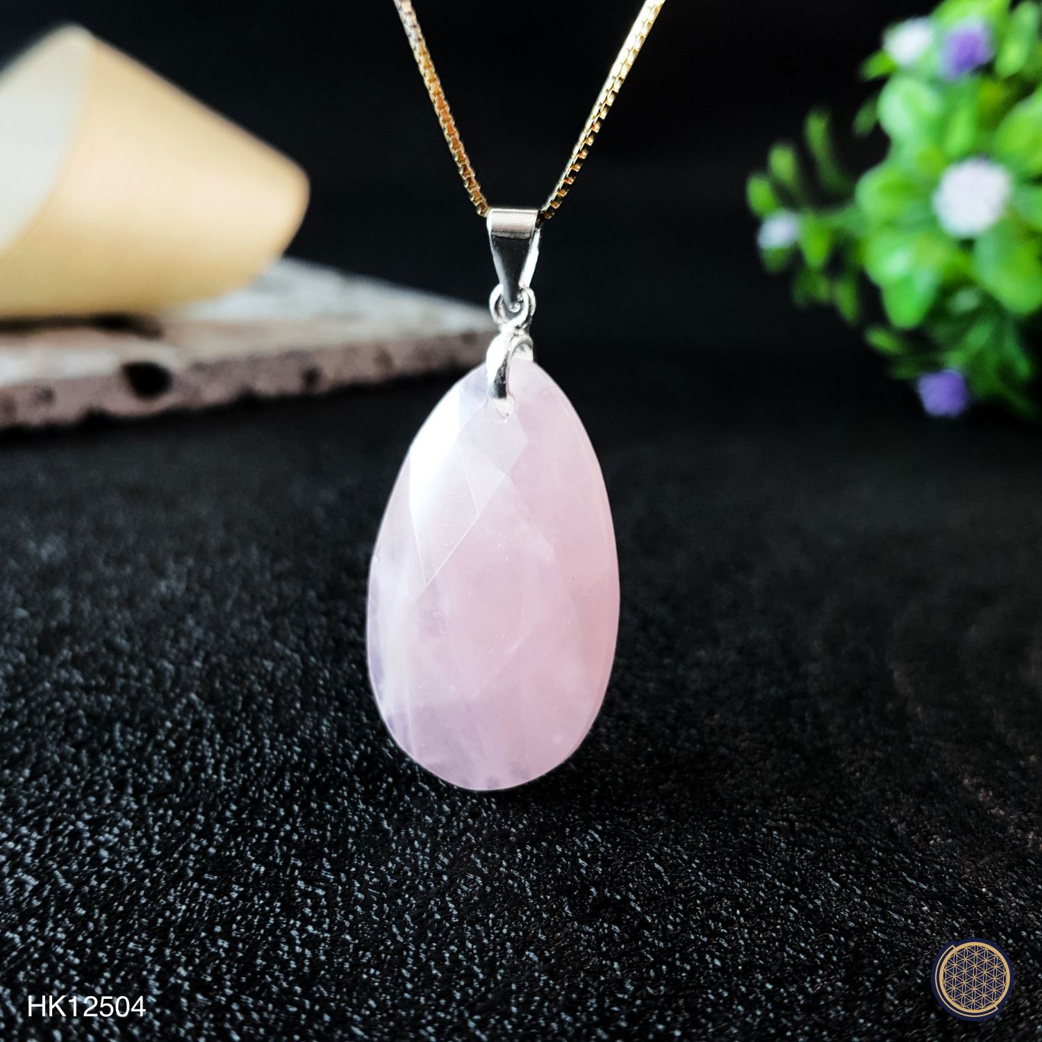 18mm x 40mm Rose Quartz Water Drop Cutting Pendant (Double Side) 