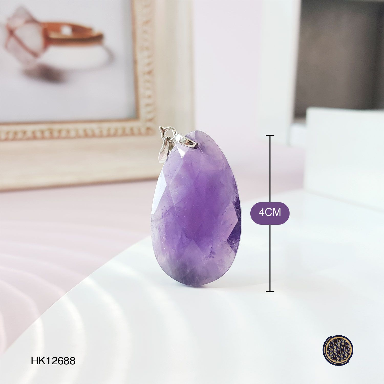 18mm x 30mm Amethyst Water Drop Cutting Pendant (Double Sided) 