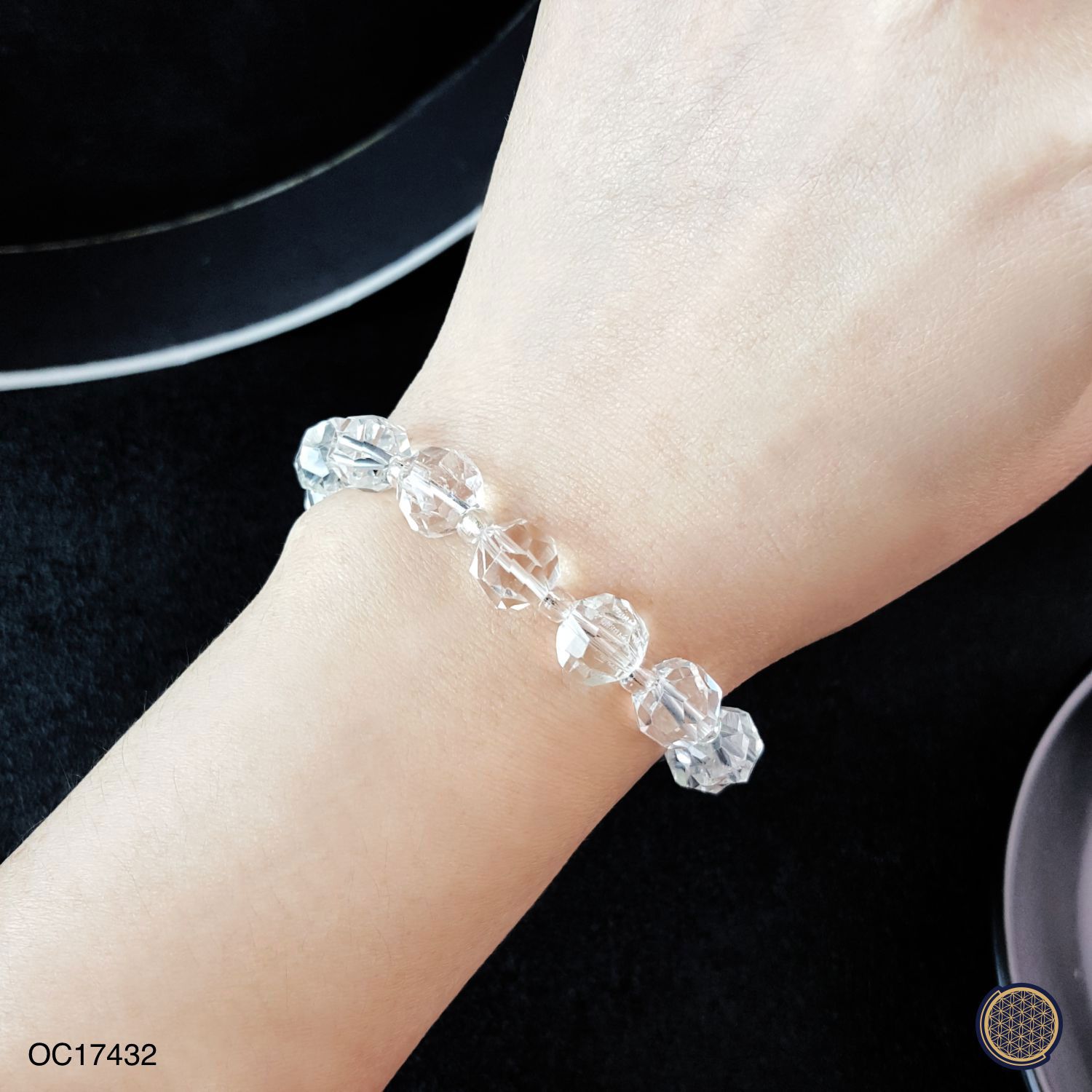 9mm Clear Quartz Cutting Design Bracelet