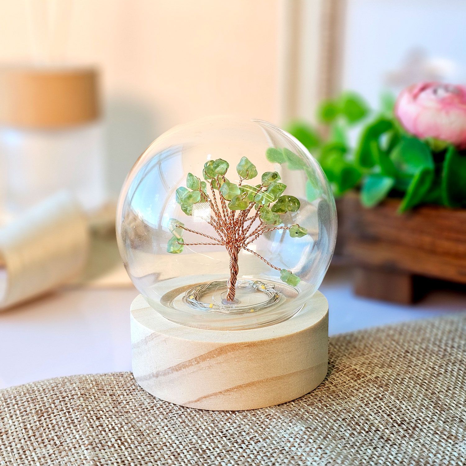 Peridot Fortune Tree With Led Lamp 