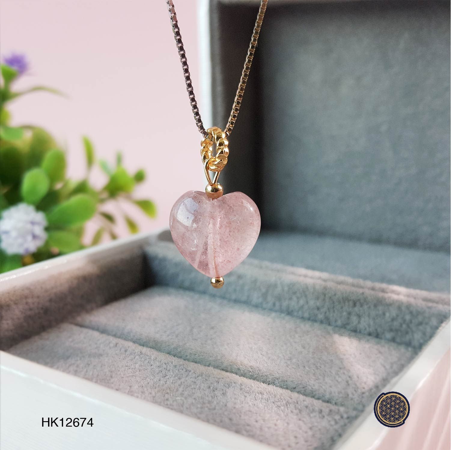 12mm Strawberry Stone Love Shape Pendant