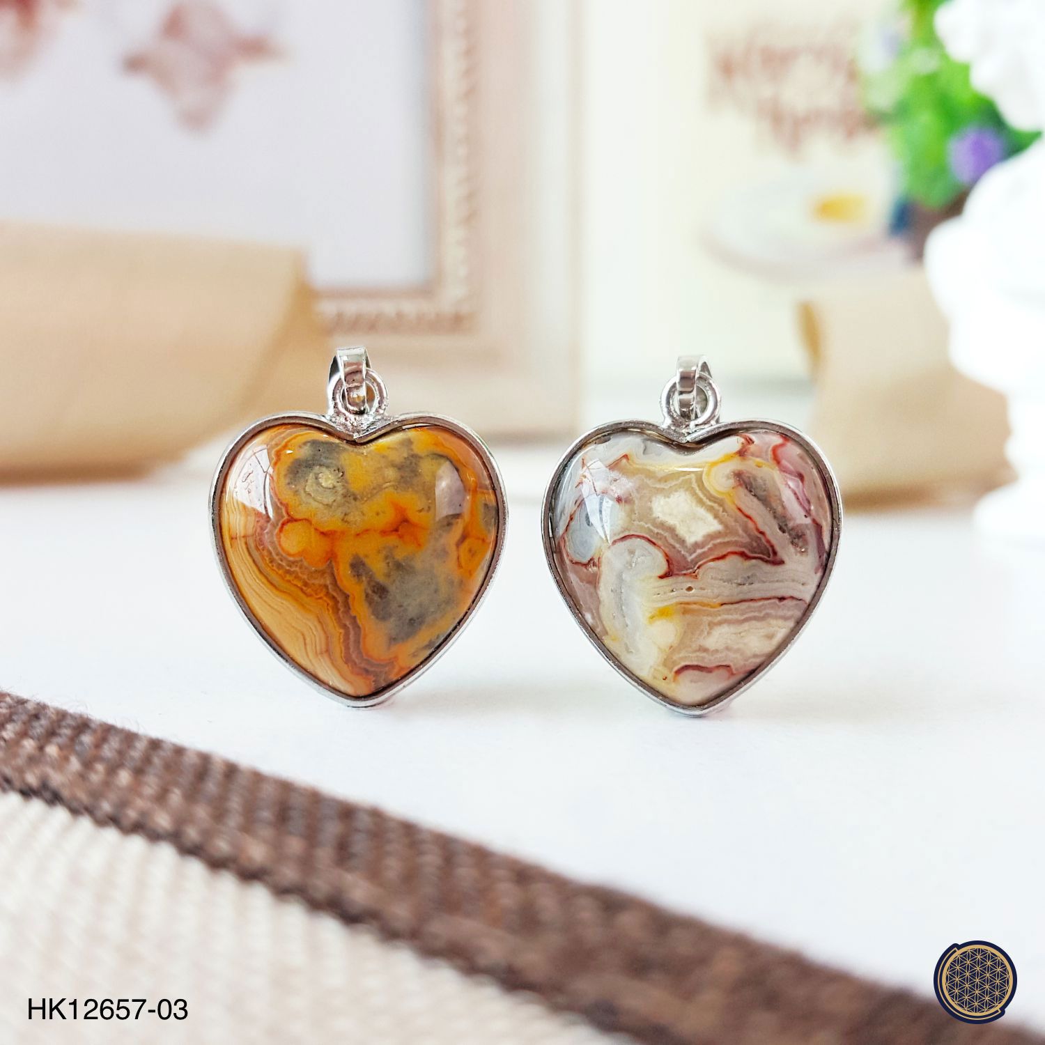 17mm x 26mm Ocean Jasper Love Shape Pendant 