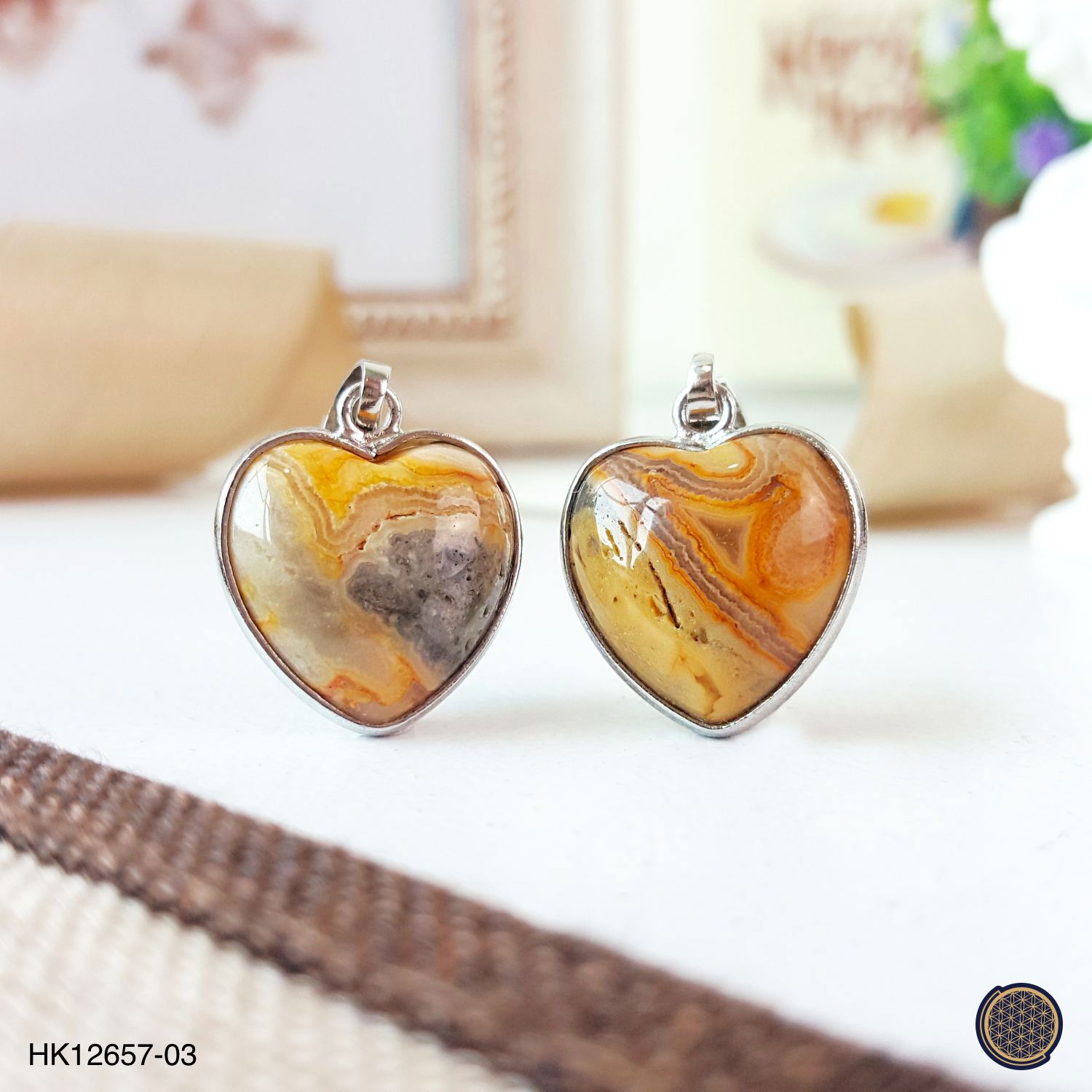 17mm x 26mm Ocean Jasper Love Shape Pendant 