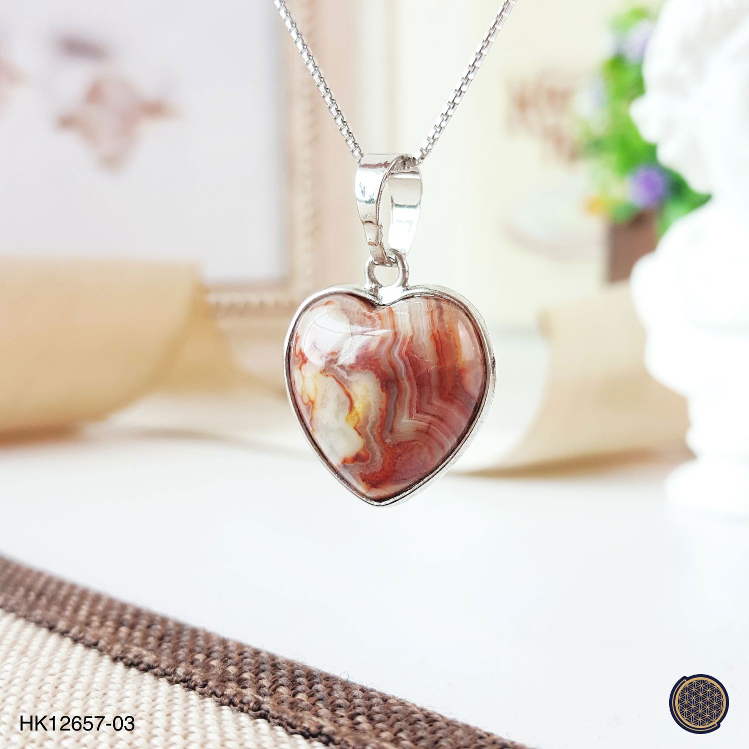 17mm x 26mm Ocean Jasper Love Shape Pendant 