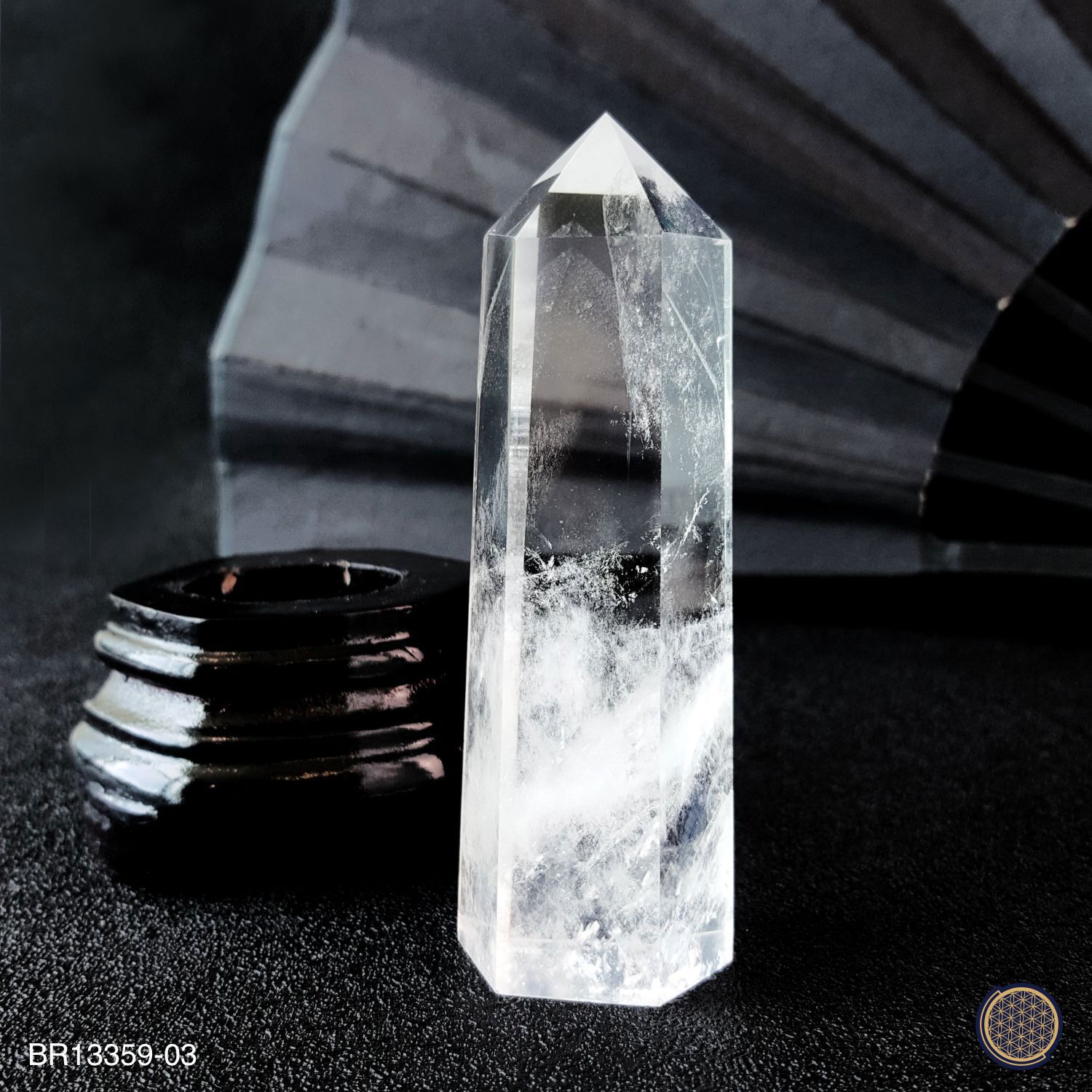 130mm Clear Quartz Point With Wood Stand 