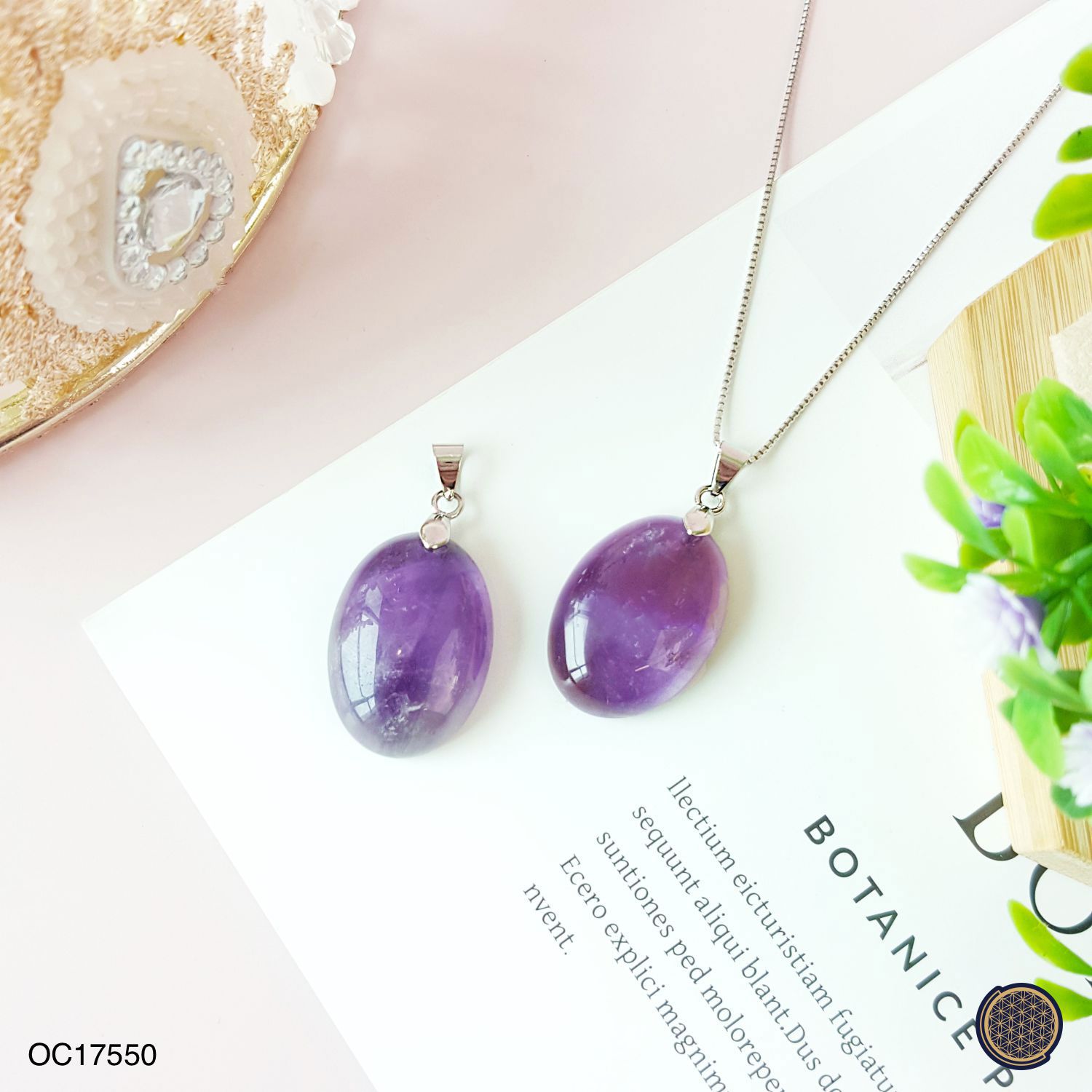 18mm x 25mm Amethyst Oval Shape Pendant