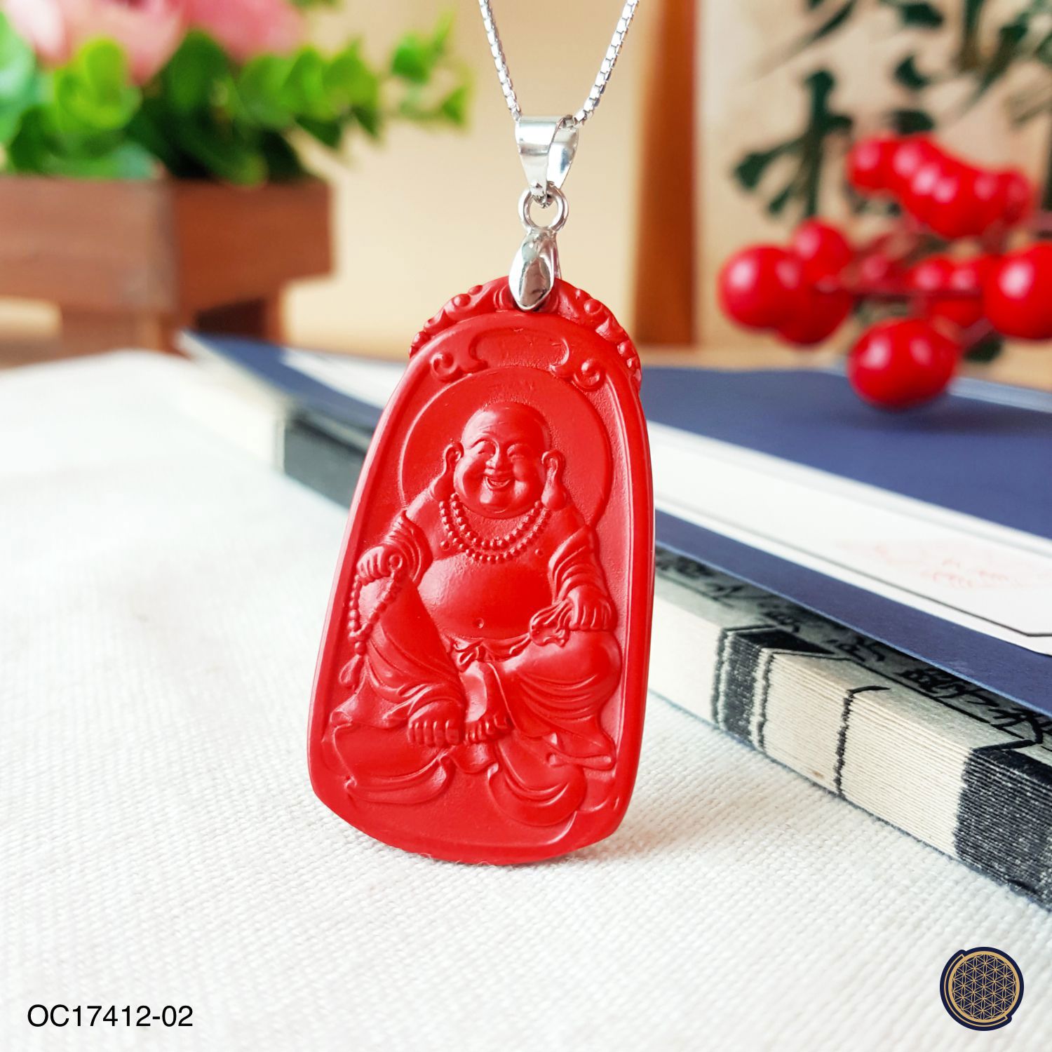 24mm x 42mm Water Filter Cinnabar Laughing Buddha Pendant Pendant