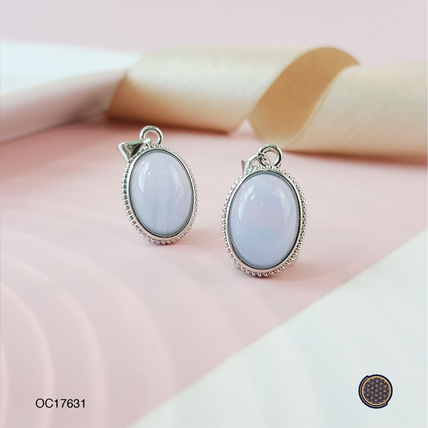 Blue Lace Agate Oval Shape Pendant