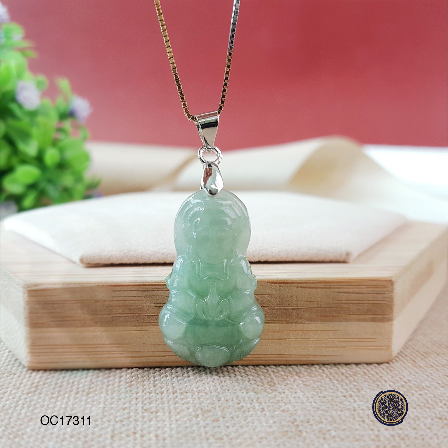 16X27mm Dou Qing Jade Guan Yin Pendant