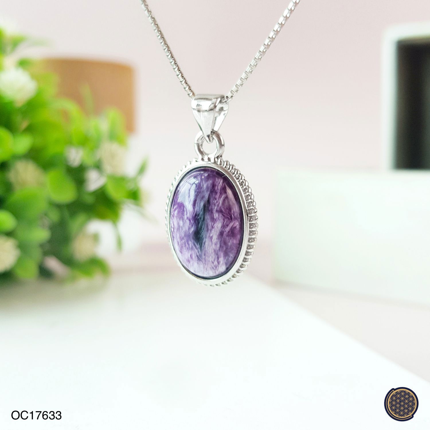 Charoite Oval Shape Pendant