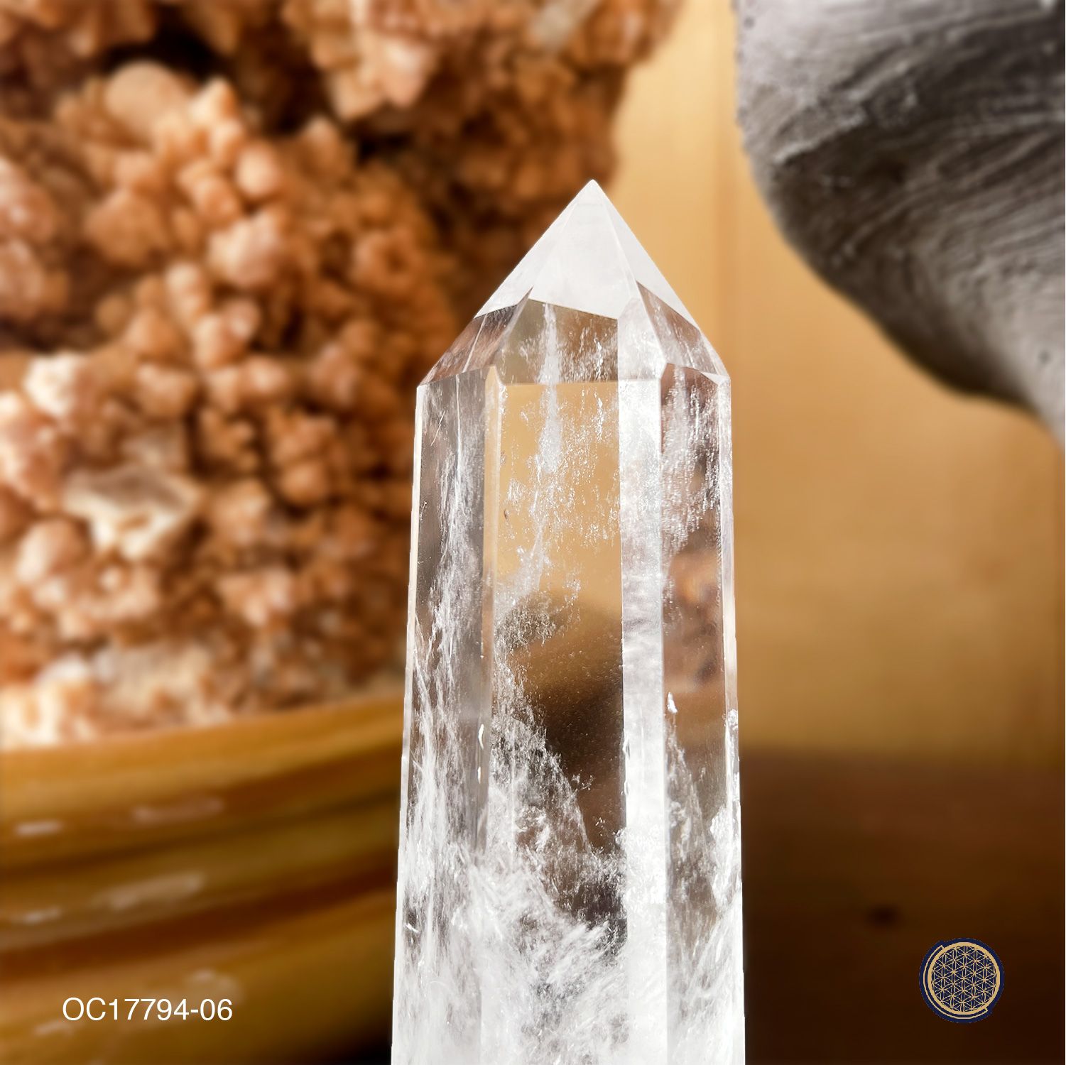 Clear Quartz Point With Wood Stand -0.15KGS 